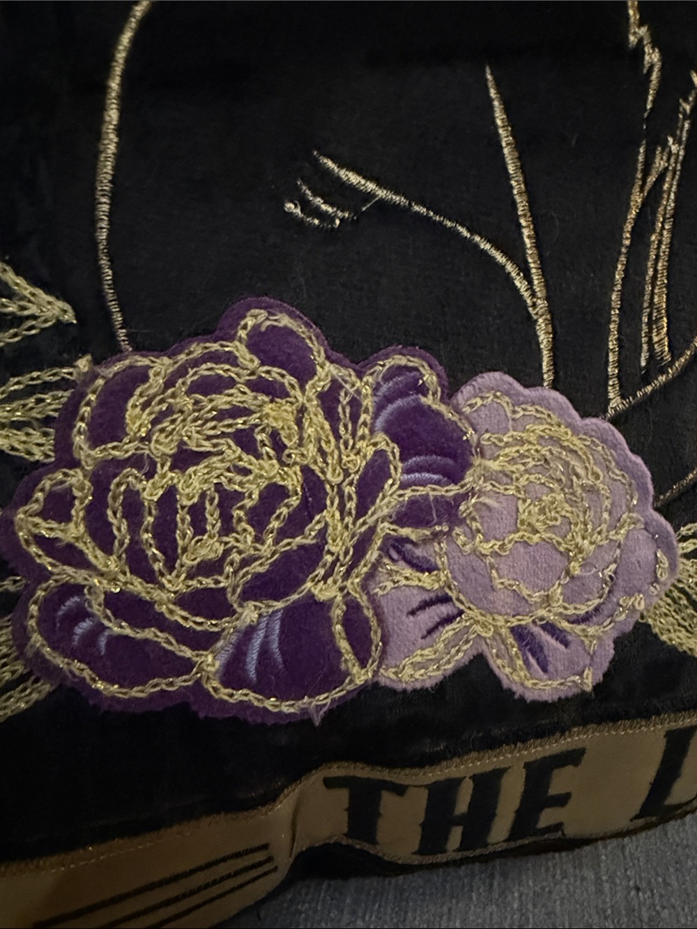 Ashland Black and Gold "The Lovers" Accent Pillow with Purple Accents - Picture 4 of 9